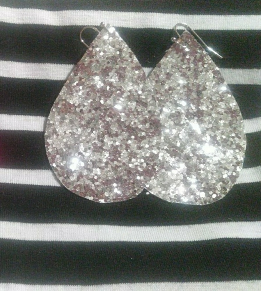 Silver Glitter Earrings
